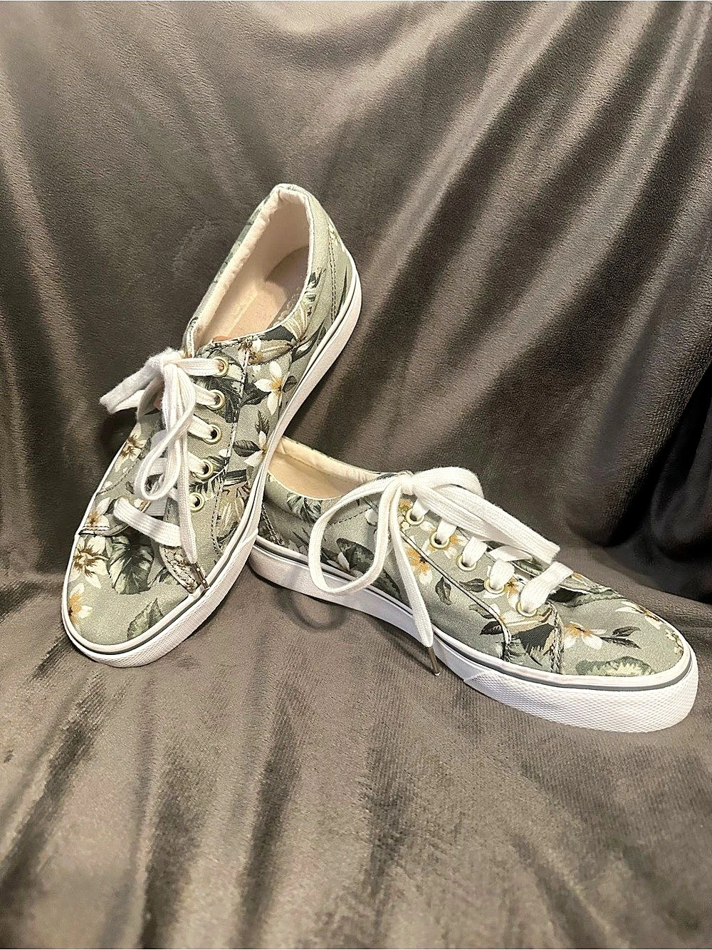 Keds Champion Woodland Floral Canvas Lace-Up Sneakers Green & White